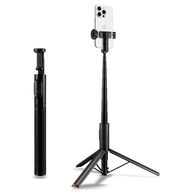 🤳📸 Spigen Automatischer Selfie Stick [WonderSnap] [Auto-Open] mit Bluetooth Fernbedienung Stativ - Schwarz Auto Open