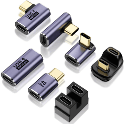USB-C-Adapter (7 Stück) mit 100 W 40 Gbit/s 8K 60Hz, 90 Grad rechtwinklig und gerade