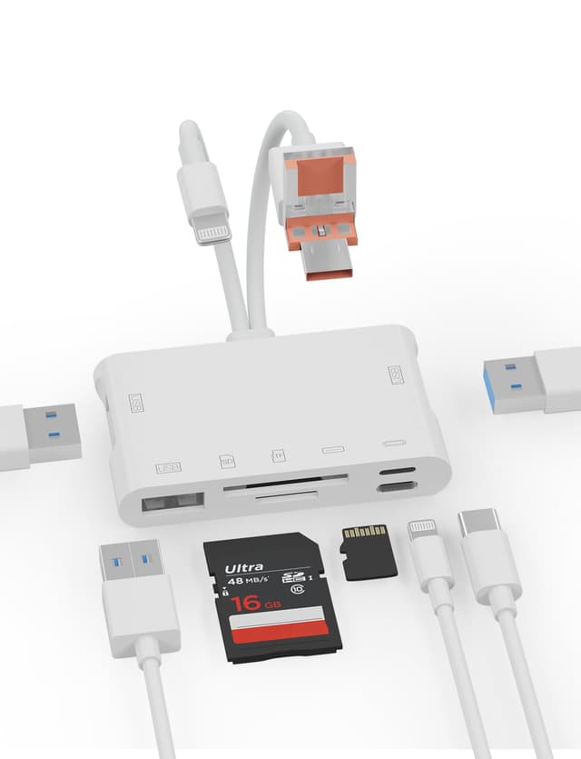 🔥 Super Angebot! 7-in-1 SD Kartenleser & USB OTG Adapter - Weiß