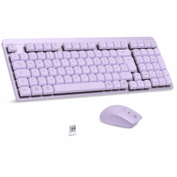 LeadsaiL FA98 Mechanische Tastatur und Maus Set Kabellos, QWERTZ Layout Funktastatur mit Maus, Low-Profile Rotem Schalter, 98 Tasten Kompakte Keyboard,1600 DPI Mouse für Windows MacOS PC Laptop-Lila 🌟