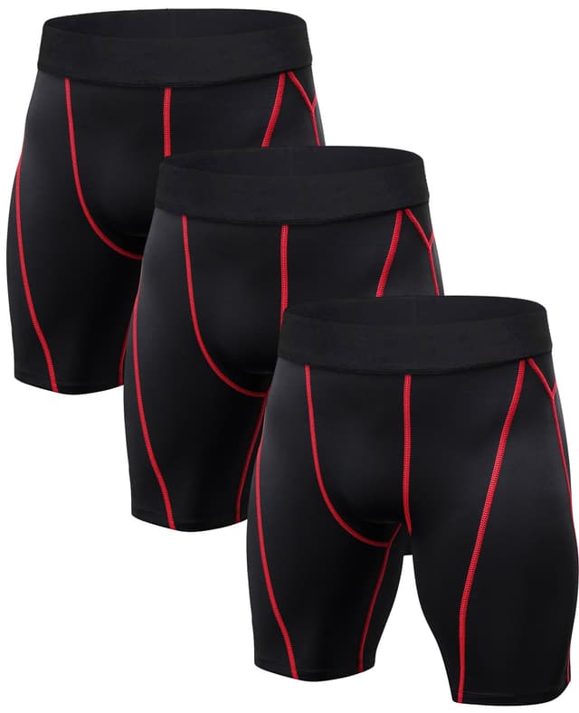 🔥 Angebot: Niksa 1 oder 3 Pack Herren Kompressionsshorts in XXL Schwarz&Rot