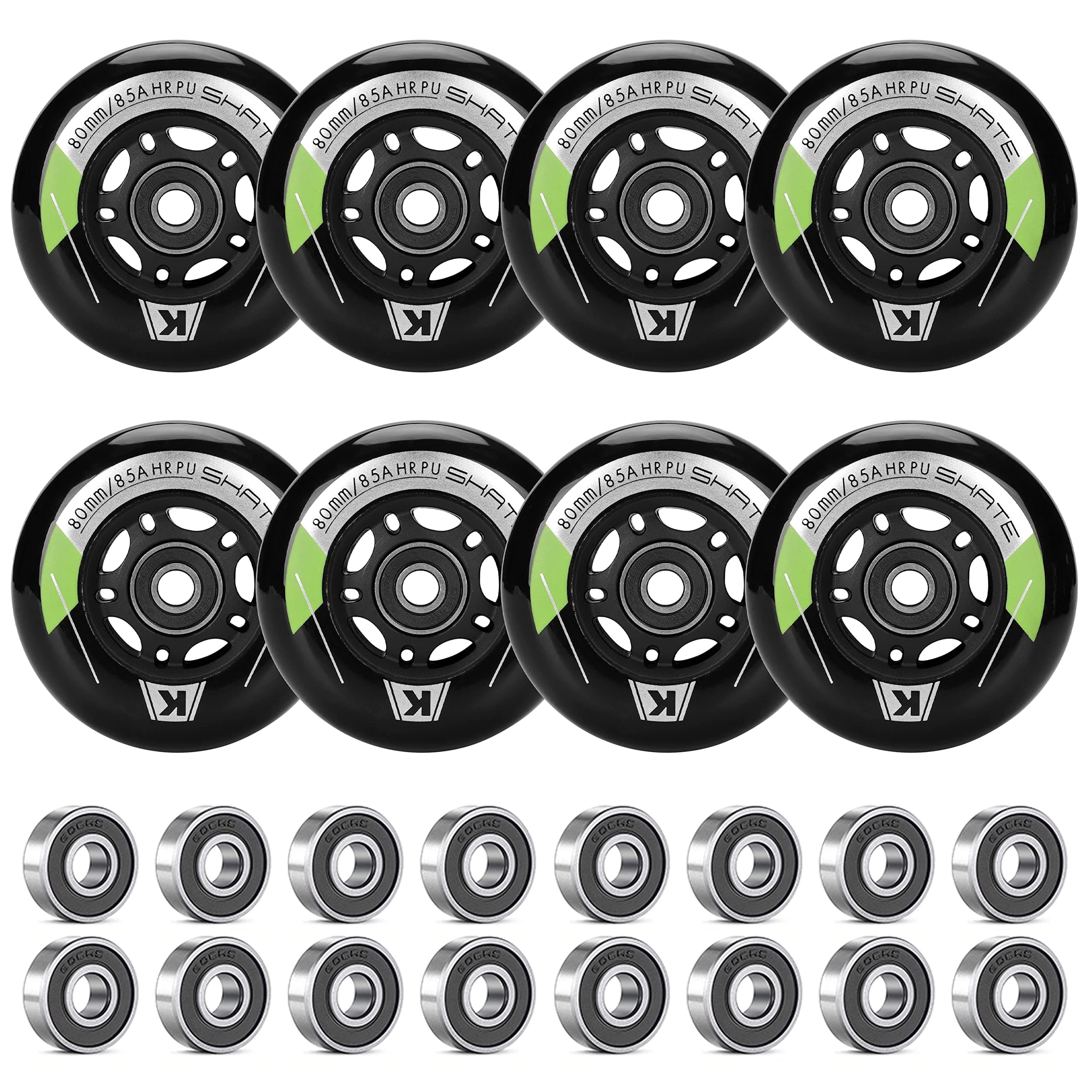 🌟 Inline Skate Rollen 80mm 76mm 72mm - 8 Stück Inline Skate Räder 85a mit ABEC9 Lager