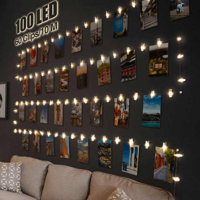 Litogo LED Fotoclips Lichterkette für Zimmer Deko 🌟 100LED Warmweiß