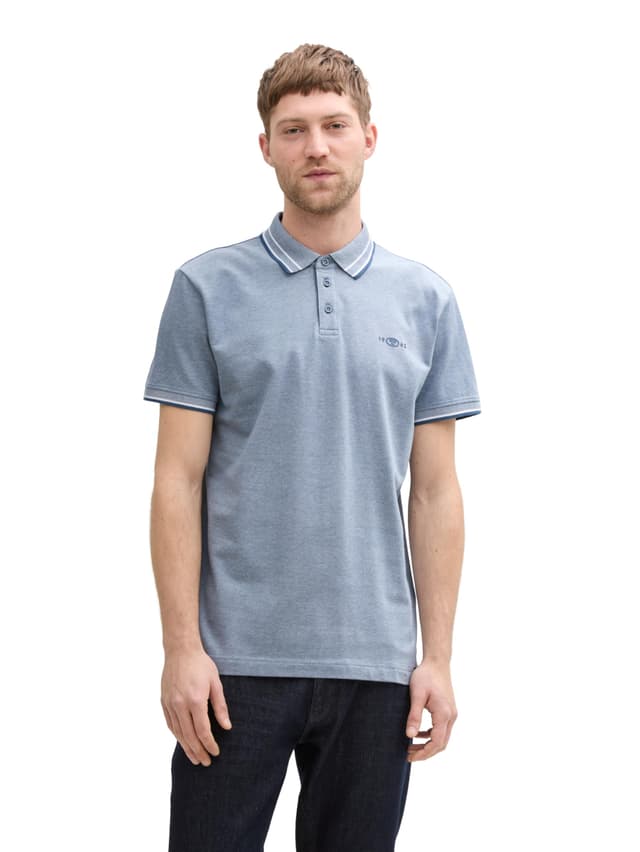 👕✨ TOM TAILOR Herren Piqué Poloshirt mit Stretch XXL 37707 - Mystical Blue Two Tone Pique