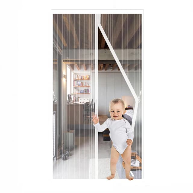 🪟🚪 JIANJIAO Fliegengitter Balkontür Ohne Bohren 95x210cm,Weiß Fliegengitter Tür Magnet Insektenschutz Tür