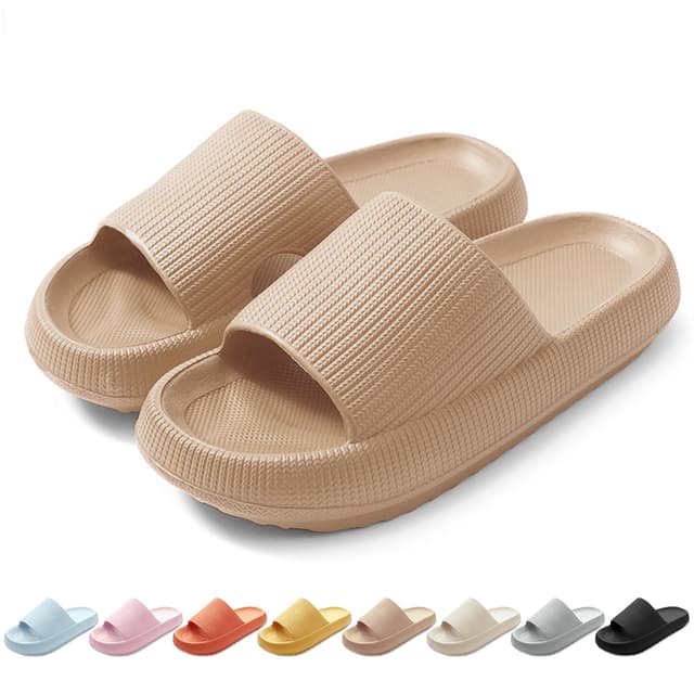 🌥️ HEOAARG Badelatschen Herren Damen Wolke Badeschuhe Rutschfest Cozislides Slippers Flip Flops - Khaki 38/39 EU