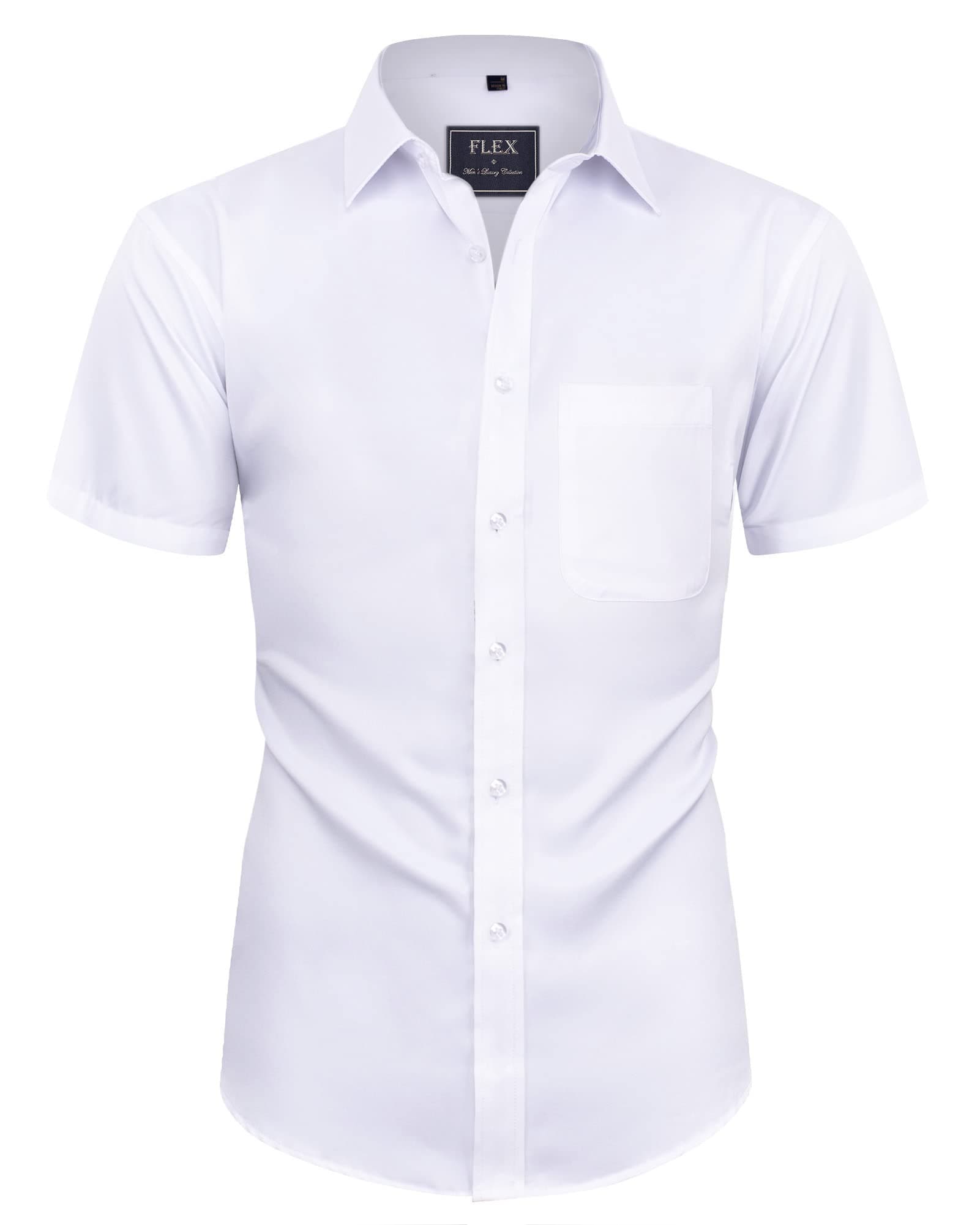 👔 Siliteelon Herren Kurzarm Hemden | Casual Regular Fit | Bügelfrei & Faltenfrei | Formales Hemd mit Tasche L A-weiß