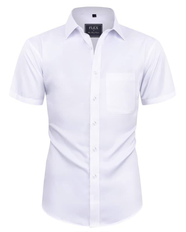 👔 Siliteelon Herren Kurzarm Hemden | Casual Regular Fit | Bügelfrei & Faltenfrei | Formales Hemd mit Tasche L A-weiß