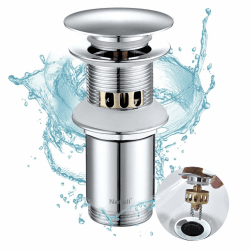 🚿 Nafall Ablaufgarnitur Waschbecken mit Überlauf - Pop Up Ventil aus Messing, Chrom