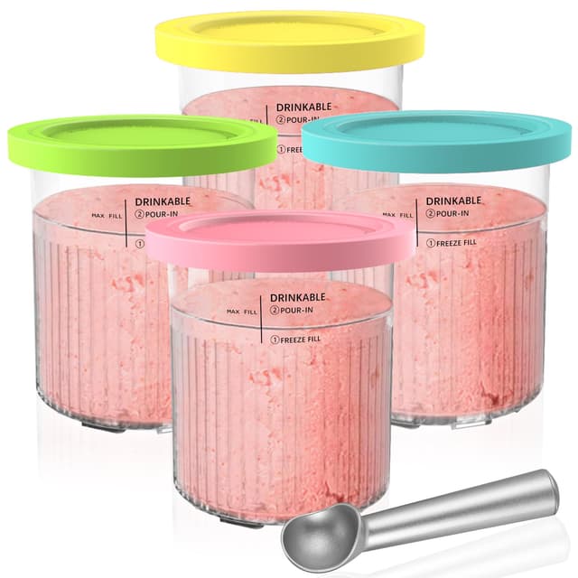 🍦🥄 Behälter für Ninja Creami Deluxe - 4er Set | Kompatibel mit NC501, NC500 EU Serie