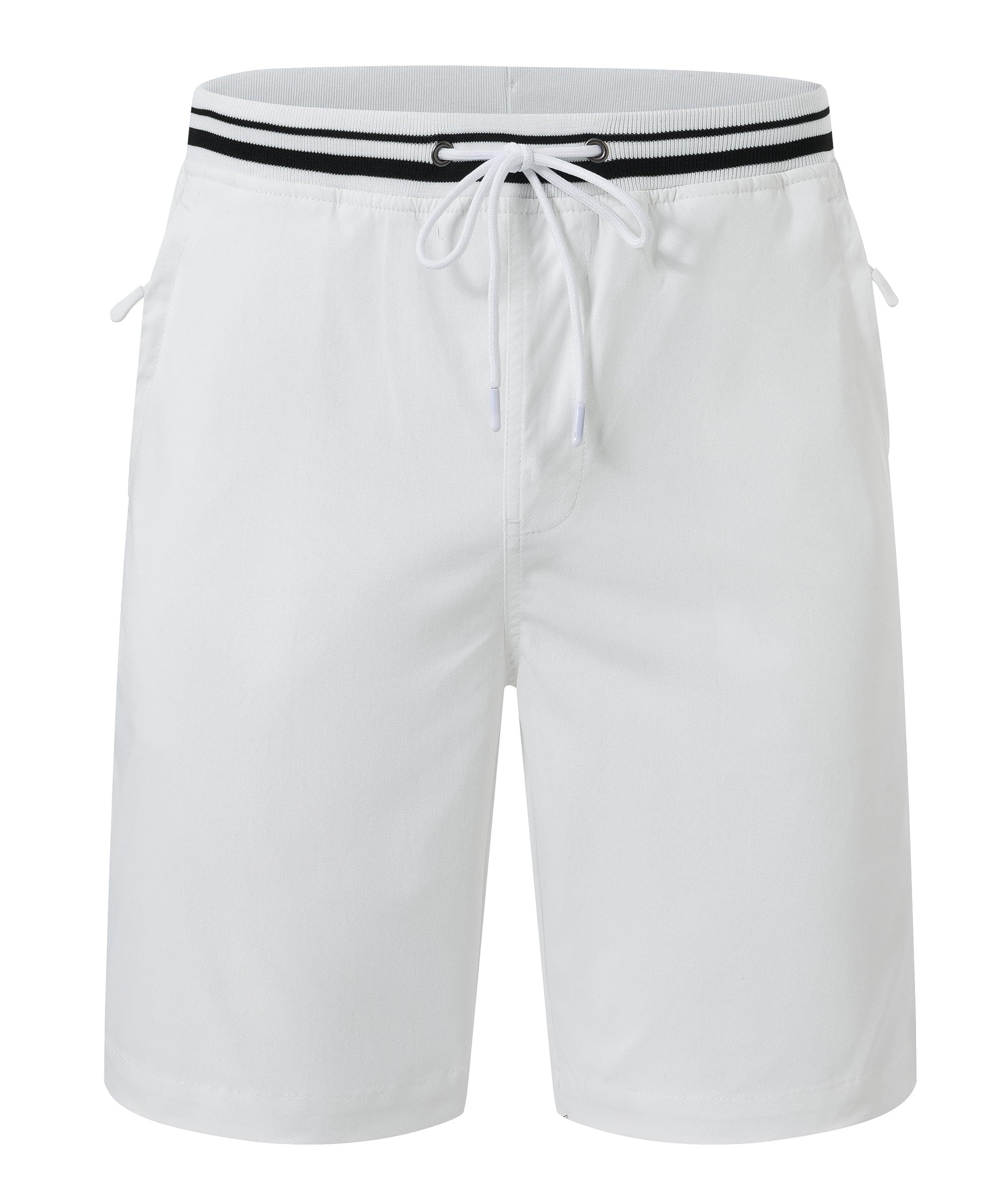 👖🌞 Huayuzh Kurze Hosen Herren Chino Shorts Sommer Stretch Cargo Baumwolle Hose Elastische Taille mit Reißverschlusstasche L 1-weiß - Angebot!