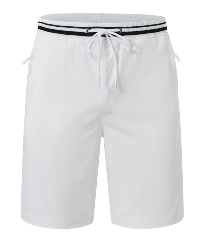 👖🌞 Huayuzh Kurze Hosen Herren Chino Shorts Sommer Stretch Cargo Baumwolle Hose Elastische Taille mit Reißverschlusstasche L 1-weiß - Angebot!