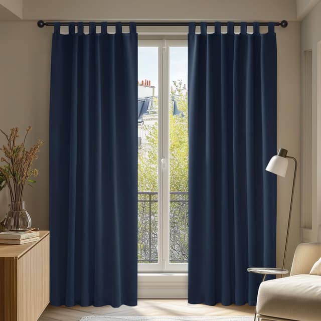Deconovo Vorhang Gardinen Blickdicht Verdunkelungsvorhang 🌙 2er Set Dunkelblau - 245x140 cm