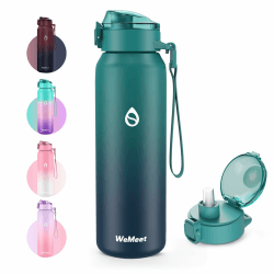 WEMEET Trinkflasche Edelstahl 1000ml mit Abnehmbarem Strohhalm 🌻