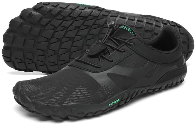👣 SAGUARO Unisex Barfußschuhe Traillaufschuhe Schnell Trocknend Wassersportschuhe, Gr. 36-50 46 EU Öl Schwarz