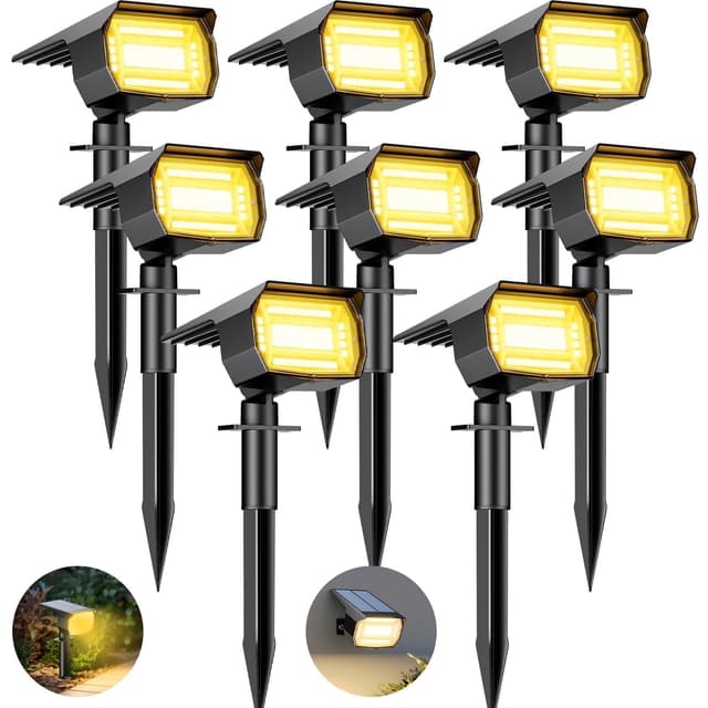 🌞🌳 Btfarm 8 Stück Solarstrahler für Außen Garten 72 LED Solarlampen IP65 Wasserdicht