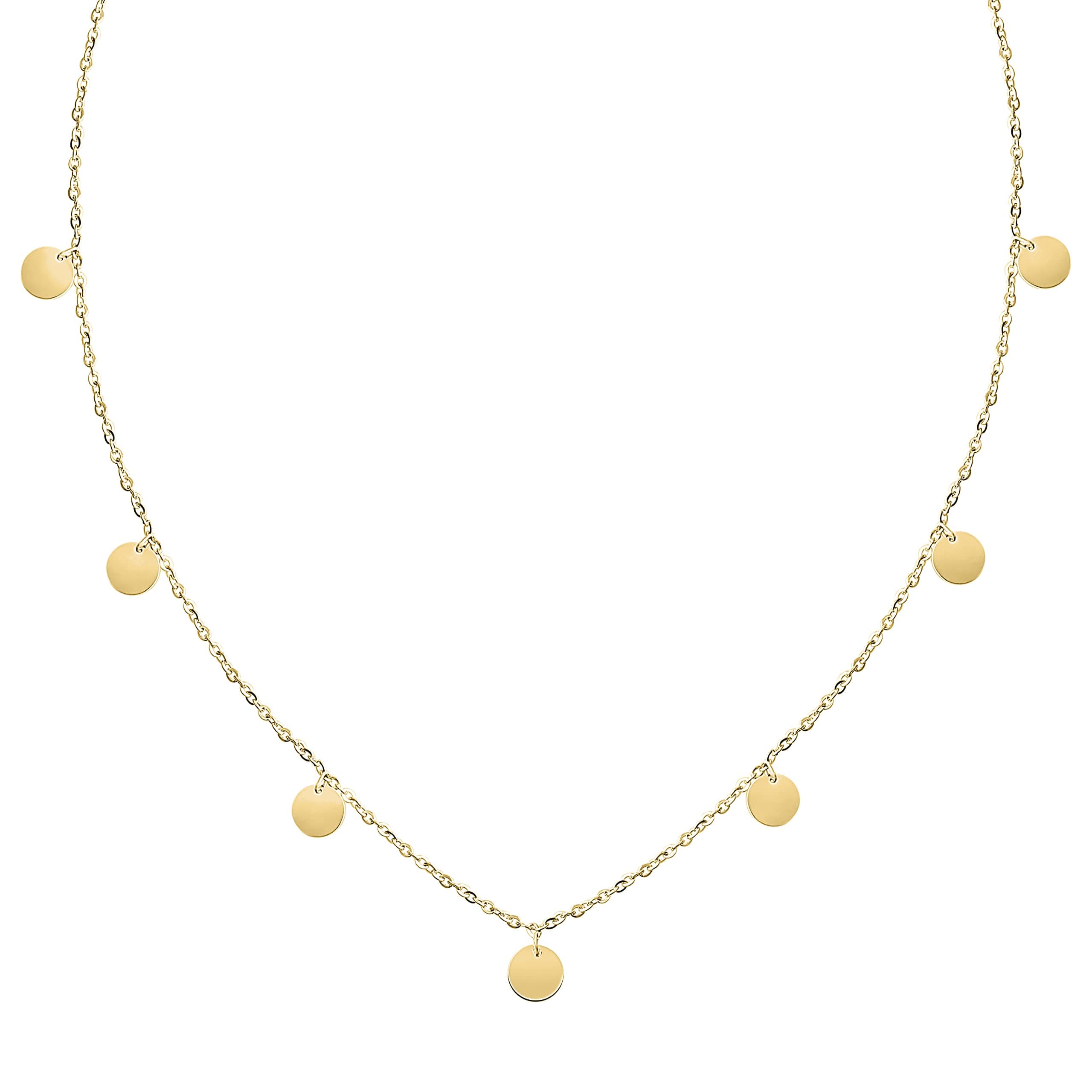 BONNYBIRD® Wasserfeste Edelstahl Kette mit Plättchen Damen in Silber, Gold & Roségold