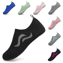 🌊👟 SAGUARO Unisex Badeschuhe Herren Damen Aqua Schuhe 37-47EU 38/39 EU Tiefschwarz