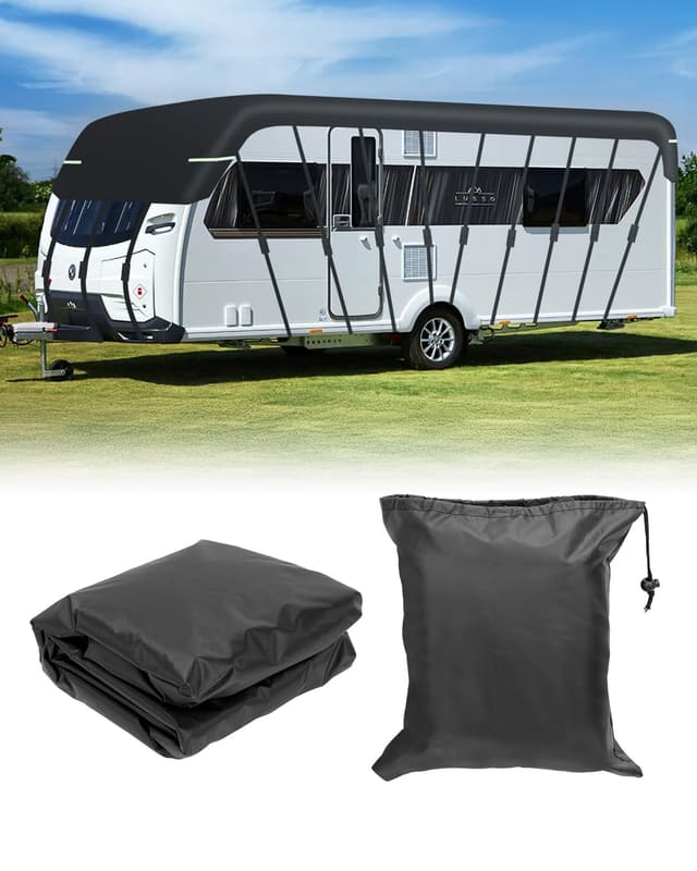 SUPAREE Wohnwagen Abdeckung Dach Abdeckplane Wohnwagen Wasserdicht Wohnwagen Schutzhülle Dach Schützt vor UV 210D Oxford Gewebe 🚐💦🌞