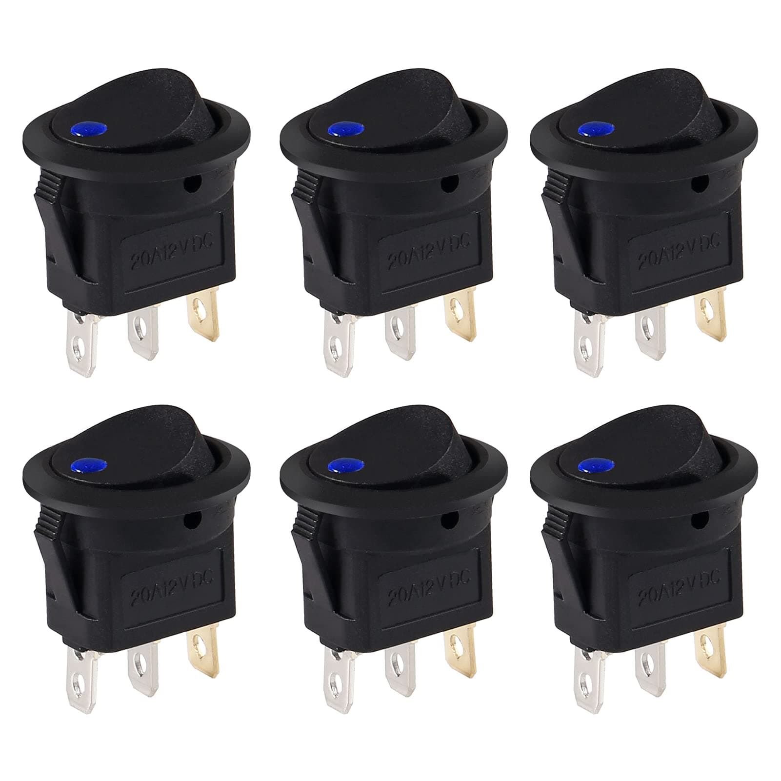 🚗 AOICRIE 6 Stück 12V Schalter, 3Pin SPST ON OFF Wippschalter 🚦