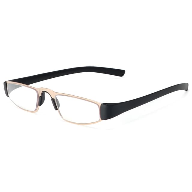 👓🔵 MMOWW Lesebrille Herren Blaulichtblockierende Leser Brille mit Metall Edelstahl Material Federscharnieren Komfortabel Lesehilfe Gold 1.5 x