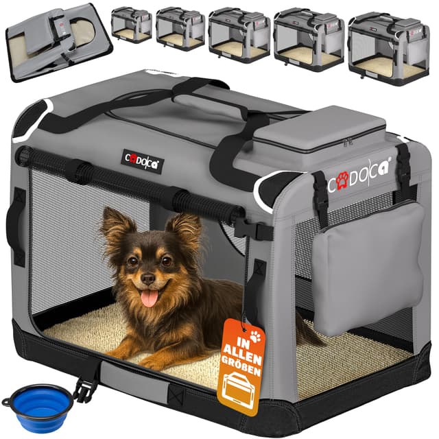 🐾 Angebot: CADOCA® Faltbare Hundebox Transportbox 50x34x36cm Grau 🐶