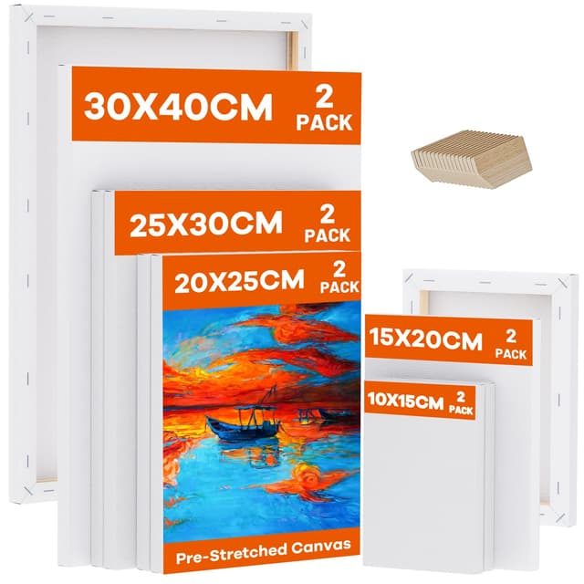 Koncci Leinwand zum Bemalen - Set mit 10 Stück 5 Größen Keilrahmen 🎨🖼️