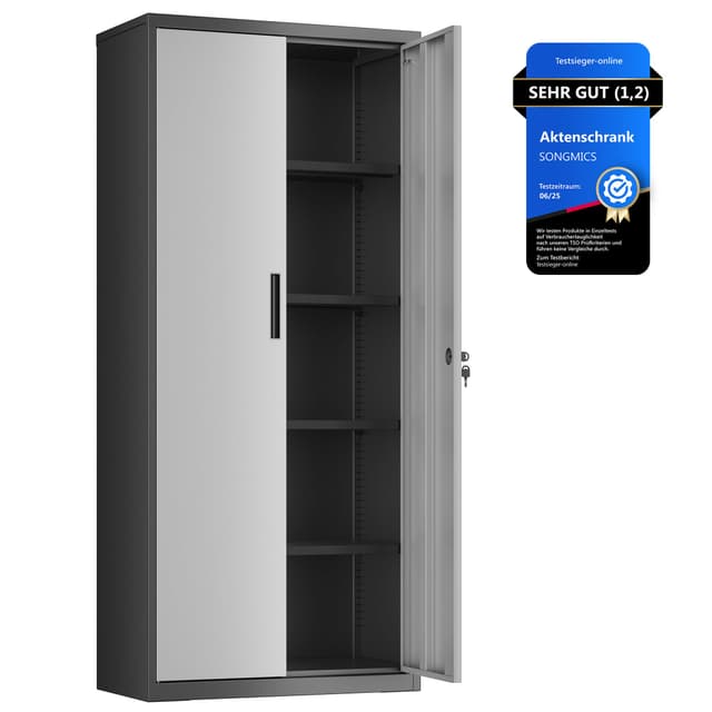 SONGMICS Aktenschrank OMC015S01 80B cm Silbern + Schwarz 🗄️🔒