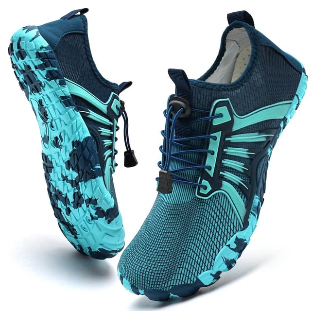 IceUnicorn Barfußschuhe Damen Herren | Breite Traillaufschuhe Zehenschuhe Unisex | Aquaschuhe 41 EU Blaugrün 🏃‍♂️🌊
