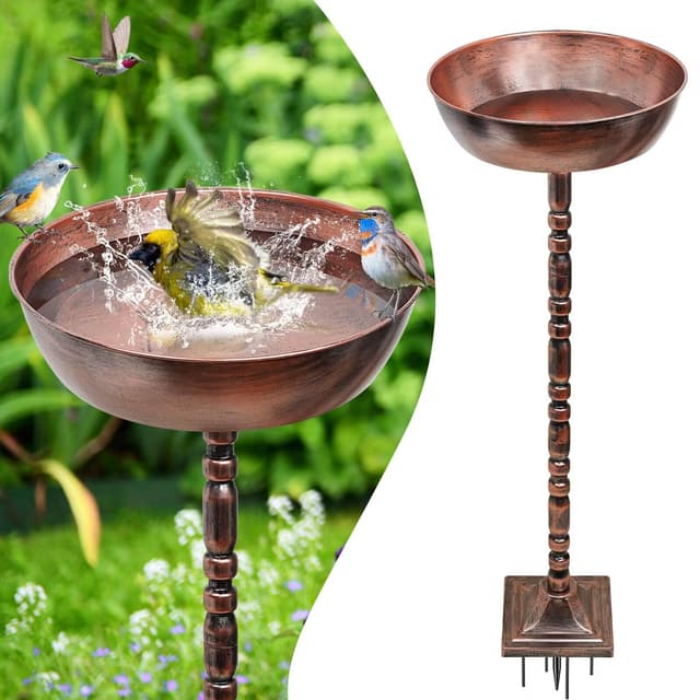 🕊️ FaloStwer Vogeltränke Stehend für Draußen Garten, 90cm Freistehend Metall Vogelbecken 🌞🌿