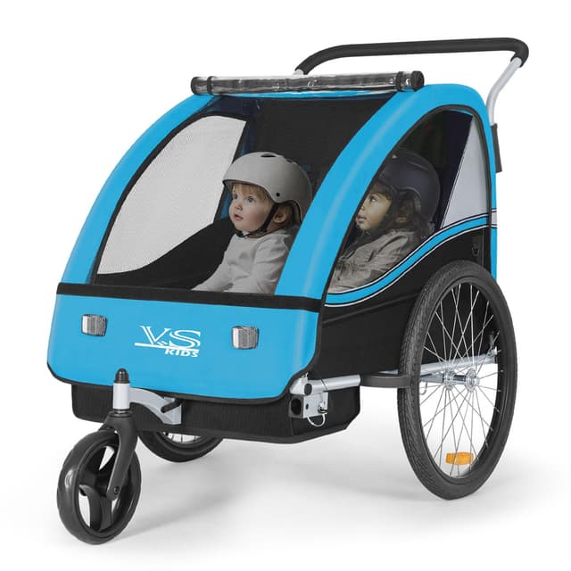 🚲👶 Tiggo VS 2 in 1 Kinderanhänger Fahrradanhänger Anhänger mit Buggy Set Jogger 50202 Blau - Sonderangebot!