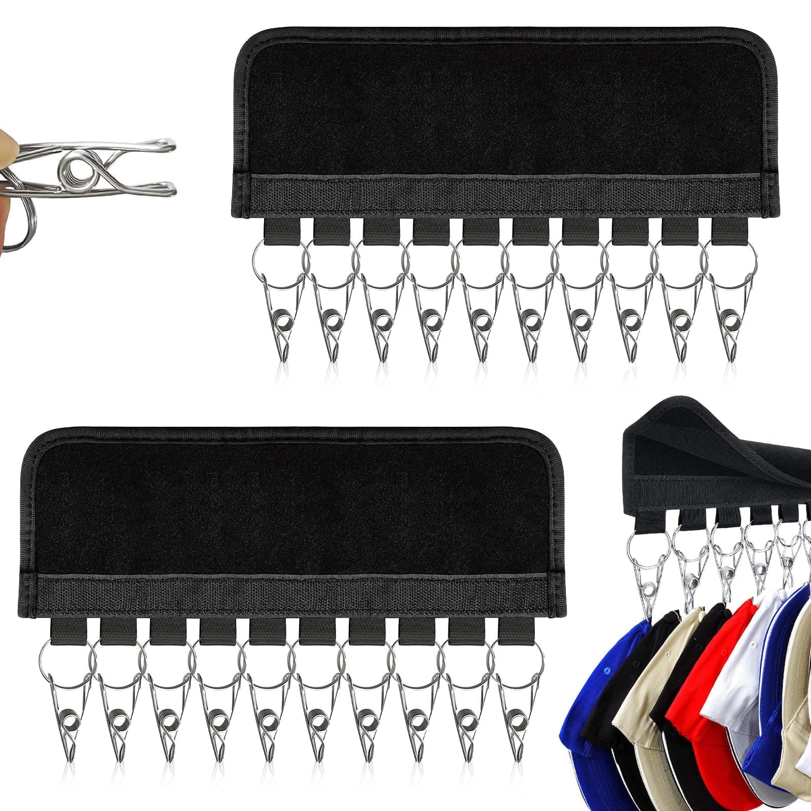 🧢 RFYTDCF Cap Halter - 2 Stück Praktisch Cap Halterung Wand Tragbarer Hut Organizer mit Edelstahl Clips