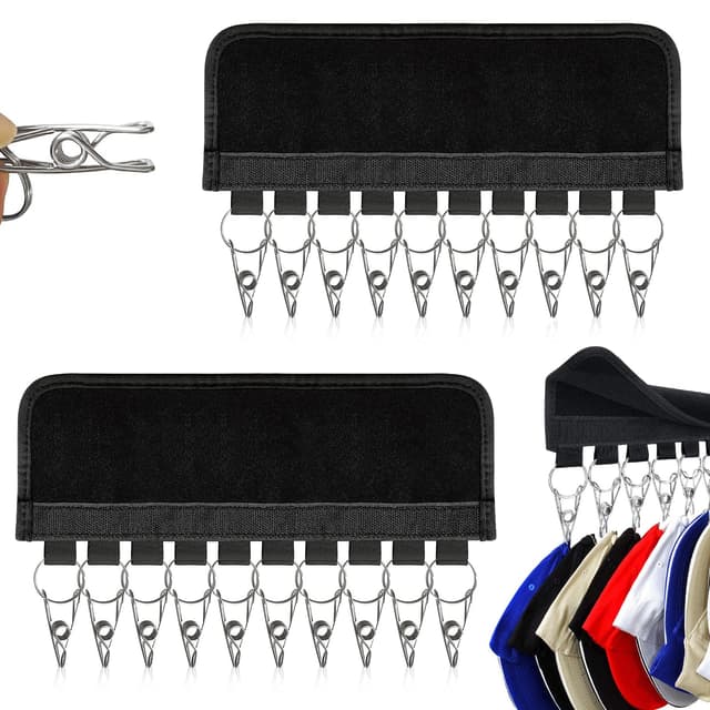 🧢 RFYTDCF Cap Halter - 2 Stück Praktisch Cap Halterung Wand Tragbarer Hut Organizer mit Edelstahl Clips
