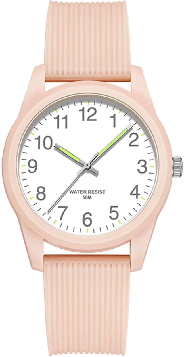 Rosa Damenuhren 5ATM Wasserdicht 🌊🕒 Einfach Minimallistic Armbanduhr für Damen 👩 Silikon Armband Analog Quarz Sportuhr ⌚