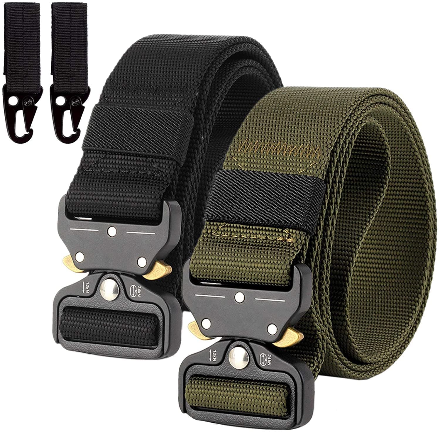 Chalier Herren 2er Unisex Gürtel, Armee-grün + Schwarz, Einheitsgröße 🌟