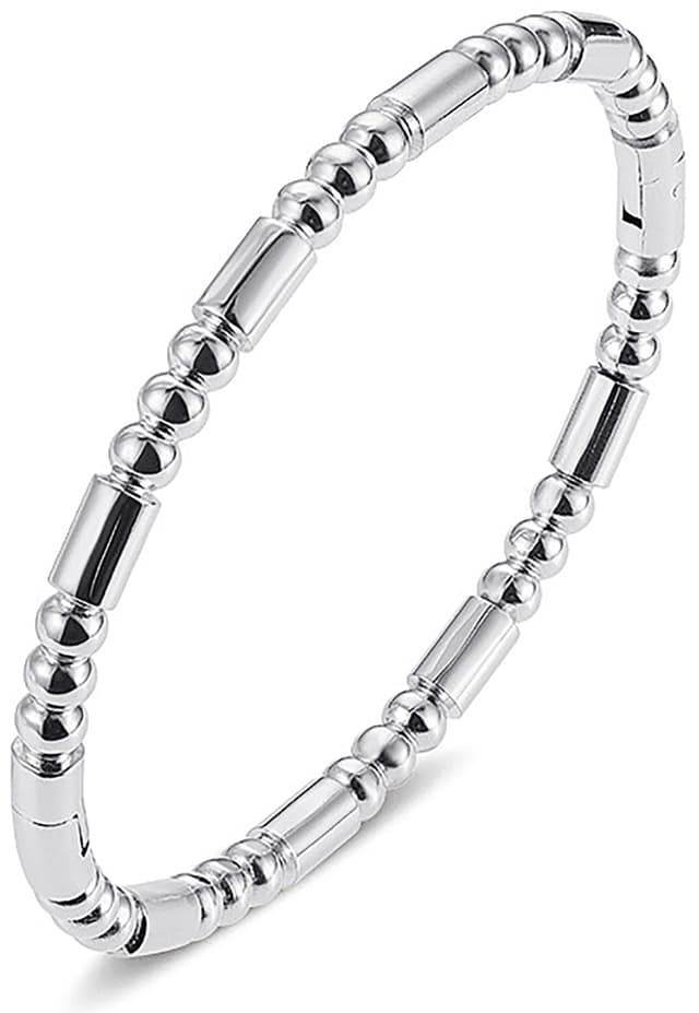 Tidefire Edelstahl Bambus Design Armband Titan Stahl Armband 782 Quadratisch Silber 🌿