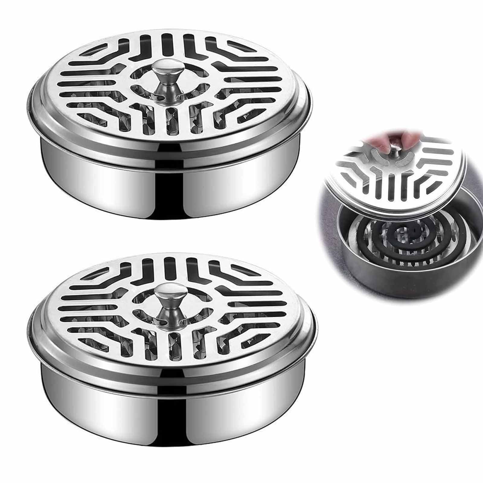 🦟🔥 2 Stück Tragbarer Mückenspirale Halter Box - Anti Mücken Spirale Edelstahl Halter