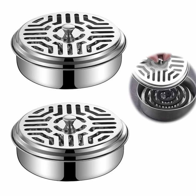 🦟🔥 2 Stück Tragbarer Mückenspirale Halter Box - Anti Mücken Spirale Edelstahl Halter