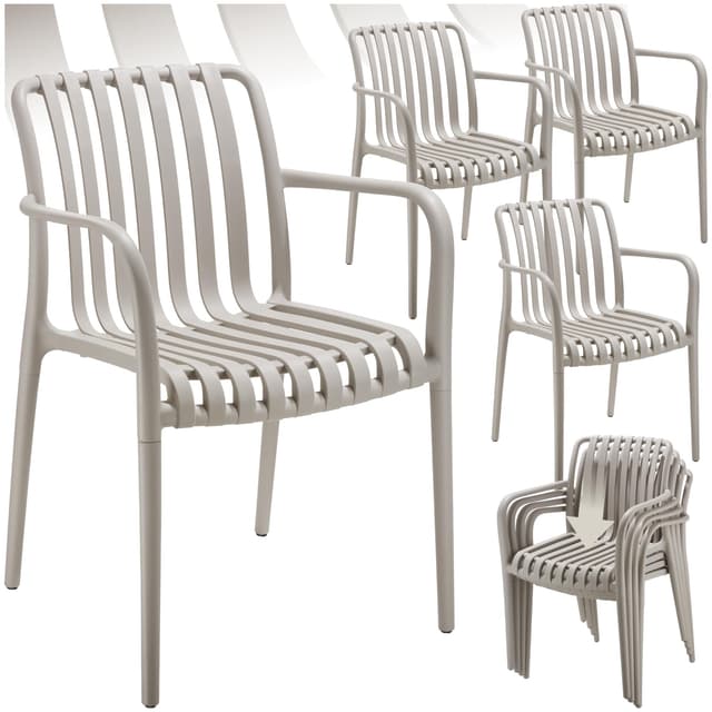 🌿🪑 tectake® Gartenstühle stapelbar, Gartenmöbel Set, Balkon Möbel, Bistro Set - Taupe, 4er Set