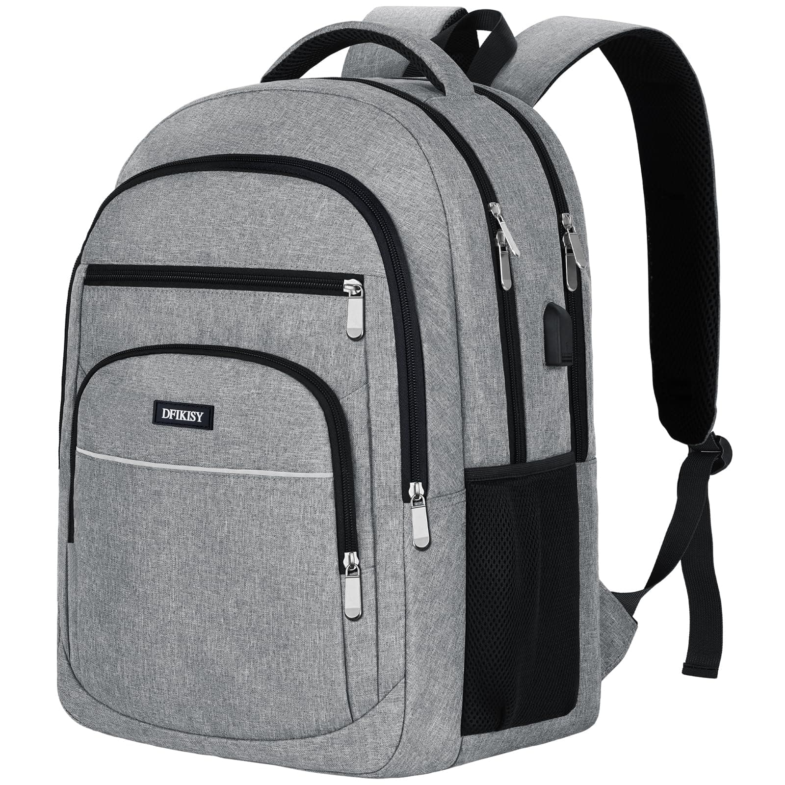 🎒 Dfikisy Groß Rucksack Herren, Laptop Rucksack Wasserdicht 17,3 Zoll Schulrucksack Herren (Grau) 🎒