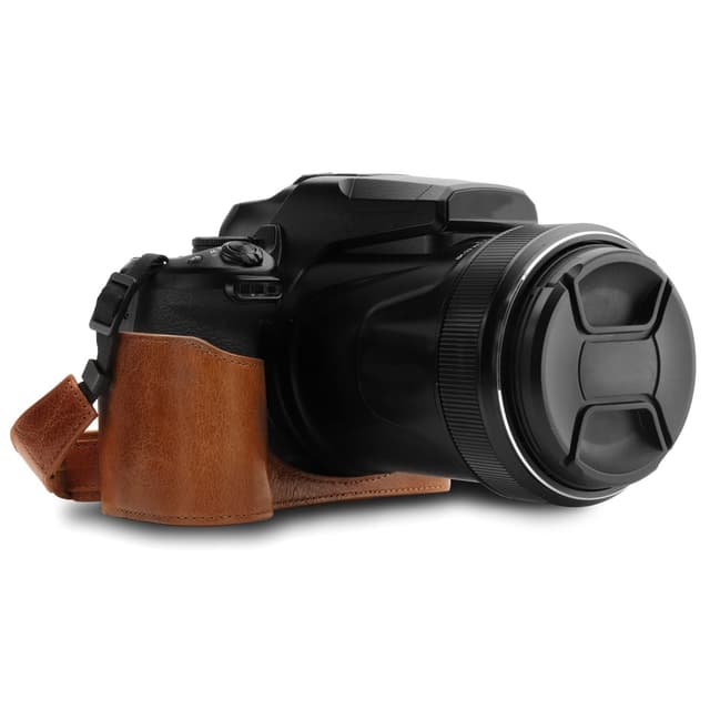 📷 MegaGear Ever Ready Leder Kamera Halbtasche für Nikon Coolpix P1000 - Dunkelbraun