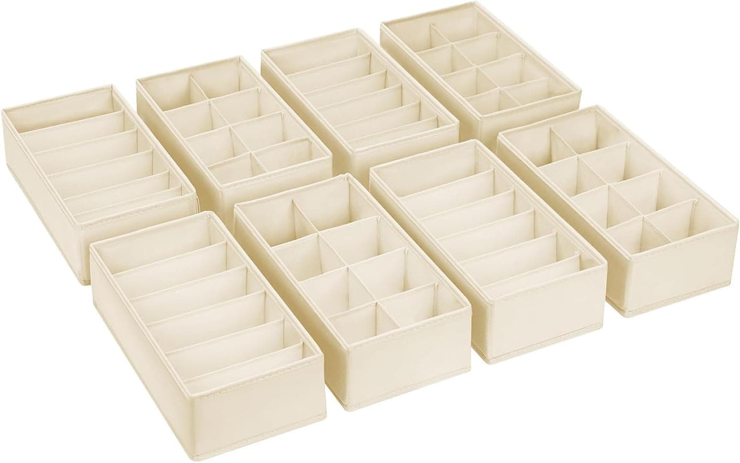 🌟 Homsorout Schubladen Organizer - Schrank Organizer Stoff Unterwäsche Organizer, Drawer Organizer Faltbare für Baby Kleidung, Krawatten, Kinder Socken, 8 Stück, Beige 🌟