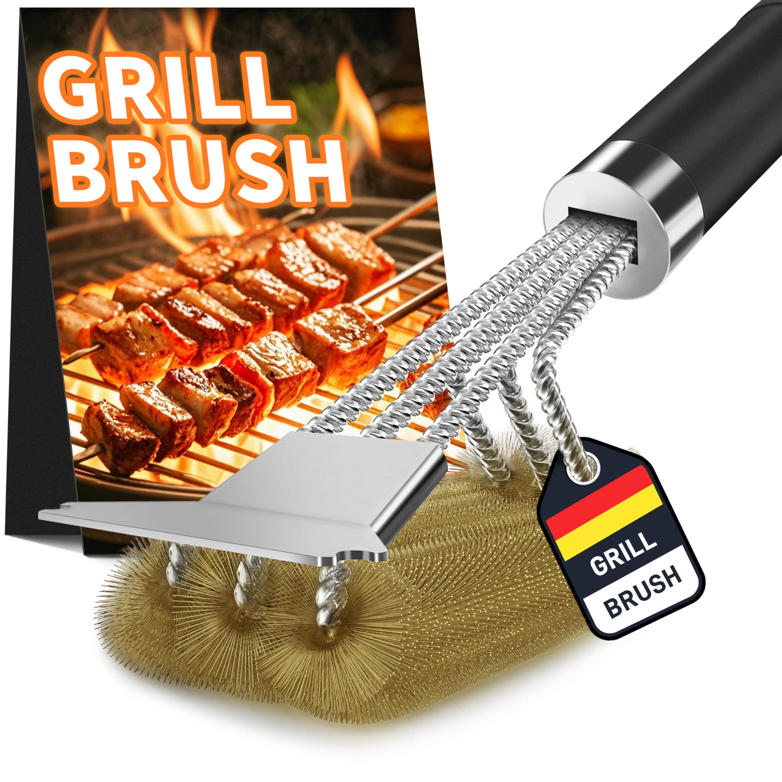 🔥 Grillbürste Messing mit Schaber und Edelstahl Spatel 🔥