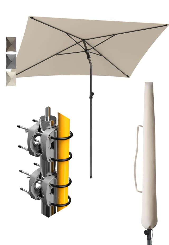 🌞 Menz Sonnenschirm Balkon SET - 4-IN-1 Sonnenschutz Balkon in Beige