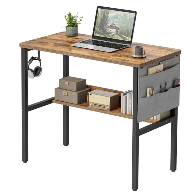 CubiCubi Schreibtisch, 80 x 40 cm Computertisch, Schreibtisch Klein PC-Tisch Stabil, Braun Braun 80 x 40 cm