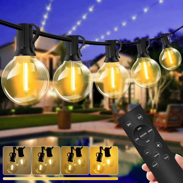 VANDABAO Lichterkette Außen Dimmbar - 15M LED Outdoor Lichterkette Strom 17+2 G40 Glühbirnen