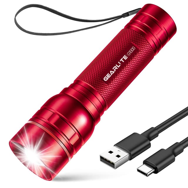 🔦 GEARLITE Taschenlampe LED Aufladbar, 2000 Lumen LED Flashlight Kinder mit 3 Modi
