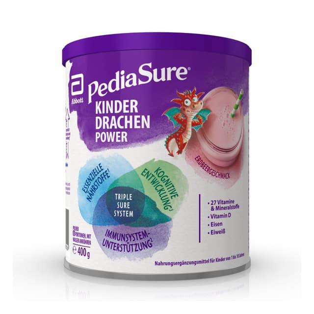 🌈🌟 Pediasure Kinder Drachen Power Erdbeere 400g | Nahrungsergänzungsshake für Kinder ab 1 Jahr