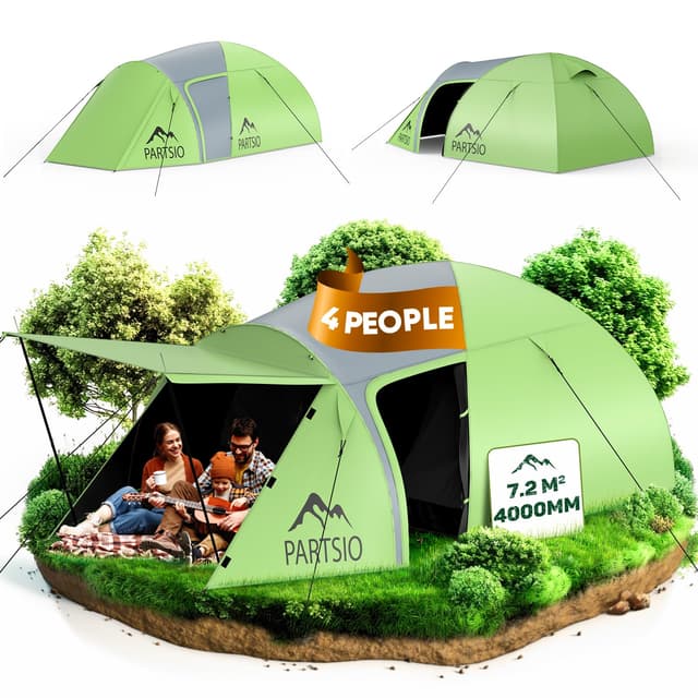 Camping Zelt mit Lobby Zelt 2-4 Personen Wasserdicht 4000mm Kuppelzelt Vorzelt Abnehmbarer für Trekking & Festival Familienzelt Camping Reise Trekking Garten Wohnraumvolumen: 7,2 m³ 🏕️🌟