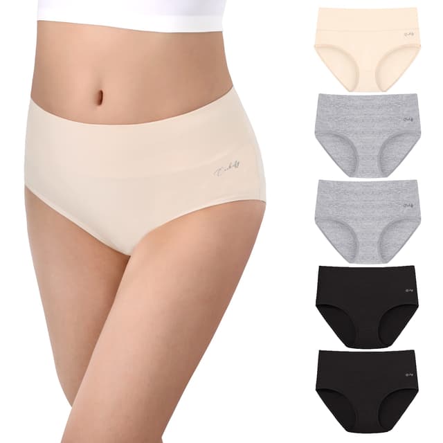 Anqier Damen Unterhosen, 5er Pack Stretch Baumwolle Hohe Taille Slips 😍